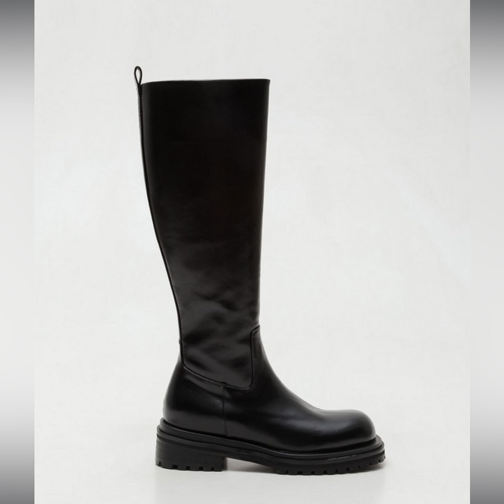Black Leather Knee-High Boots